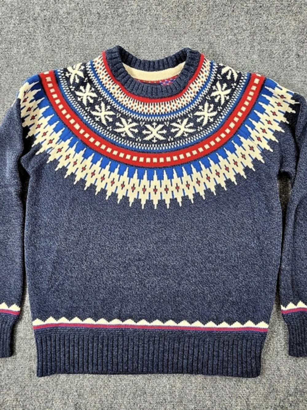 American Eagle Fair Isle Men's Medium Nordic Ski Crew Neck Sweater Wool Blend